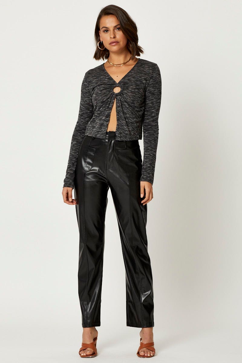 Black Keyhole Long Sleeve Top - Image 2