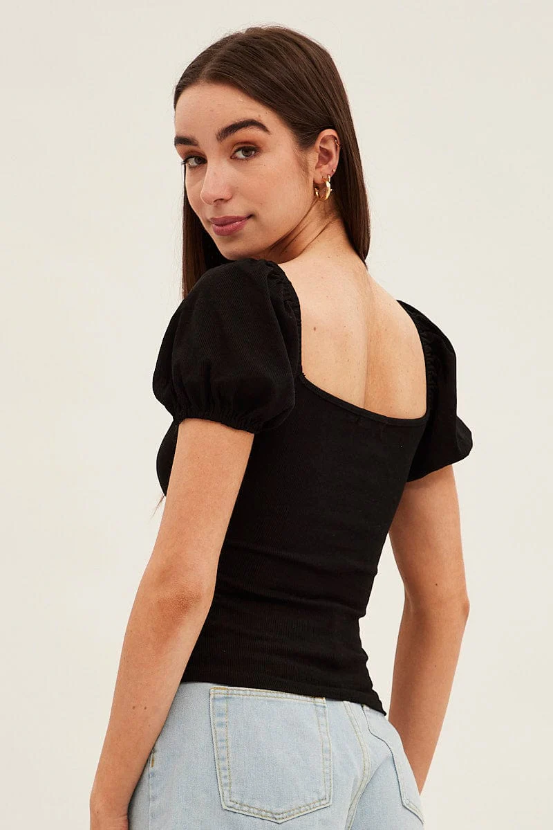 Black Keyhole Top Short Sleeve - Image 5