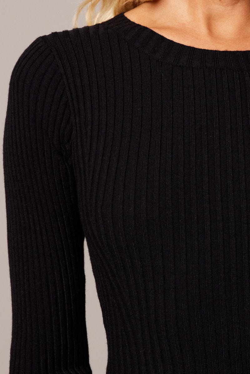 Black Knit Dress Long Sleeve - Image 6