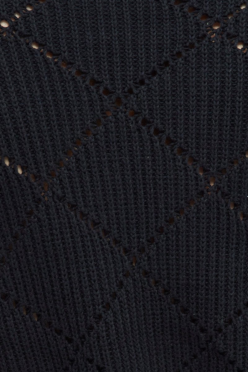 Black Knit Jumper Long Sleeve Crew Neck - Image 6