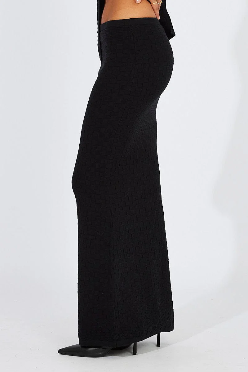 Black Knit Skirt High Rise - Image 4