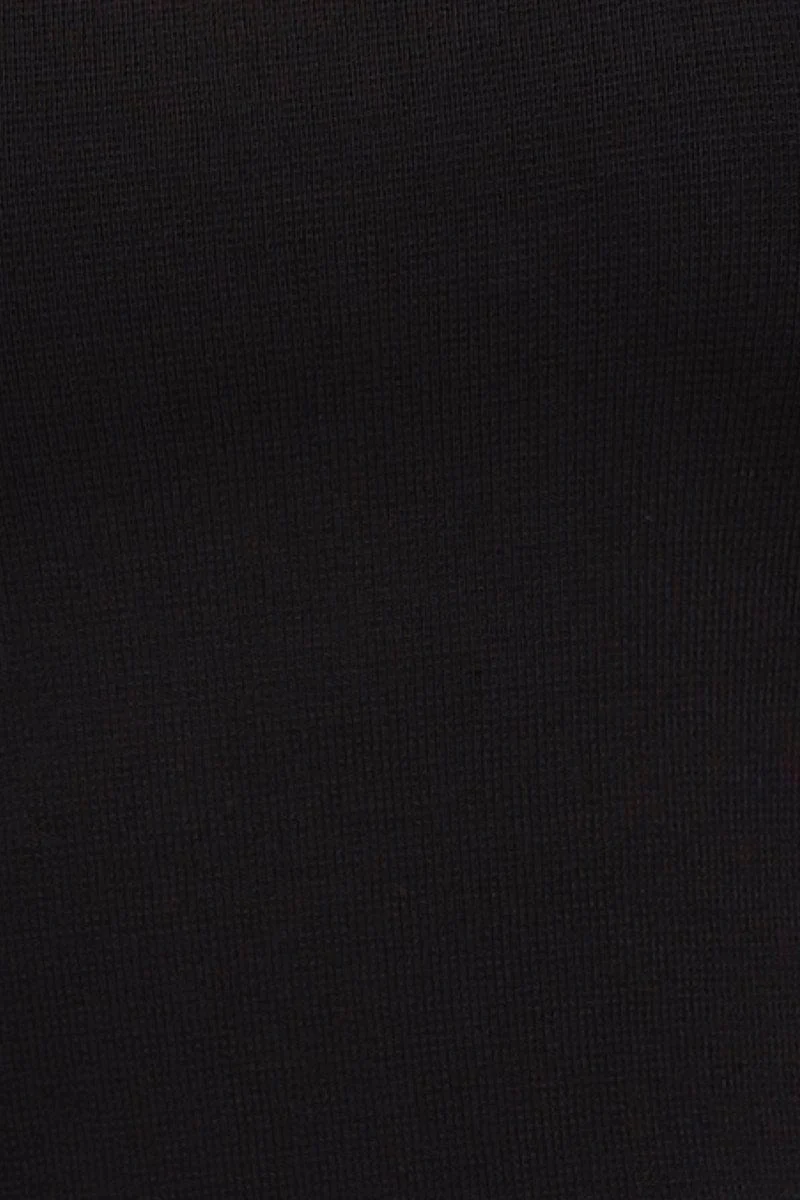 Black Knit Top Sleeveless Crop Square Neck - Image 6