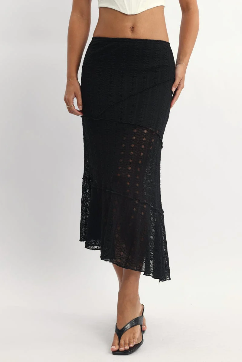 Black Lace Midi Skirt - Image 2