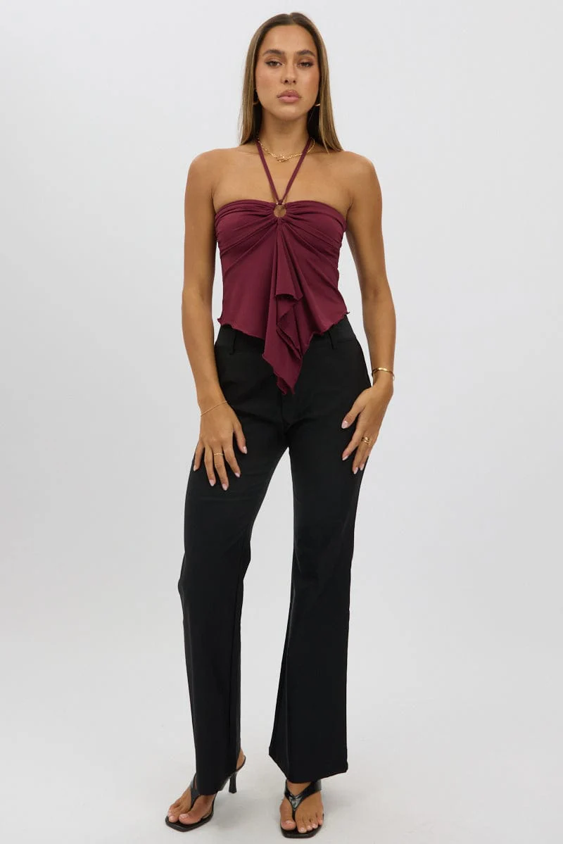 Black Low Rise Flare Pants - Image 2