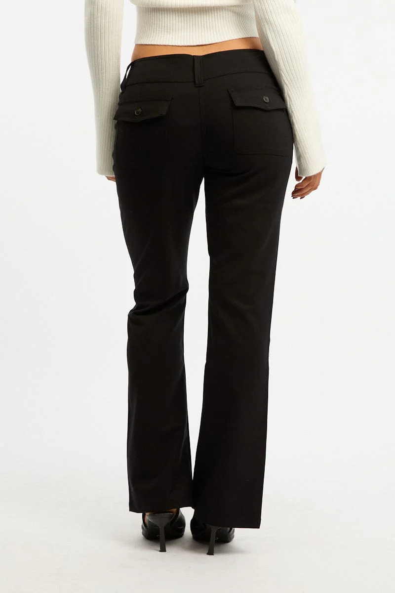 Black Low Rise Tailored Pants - Image 4