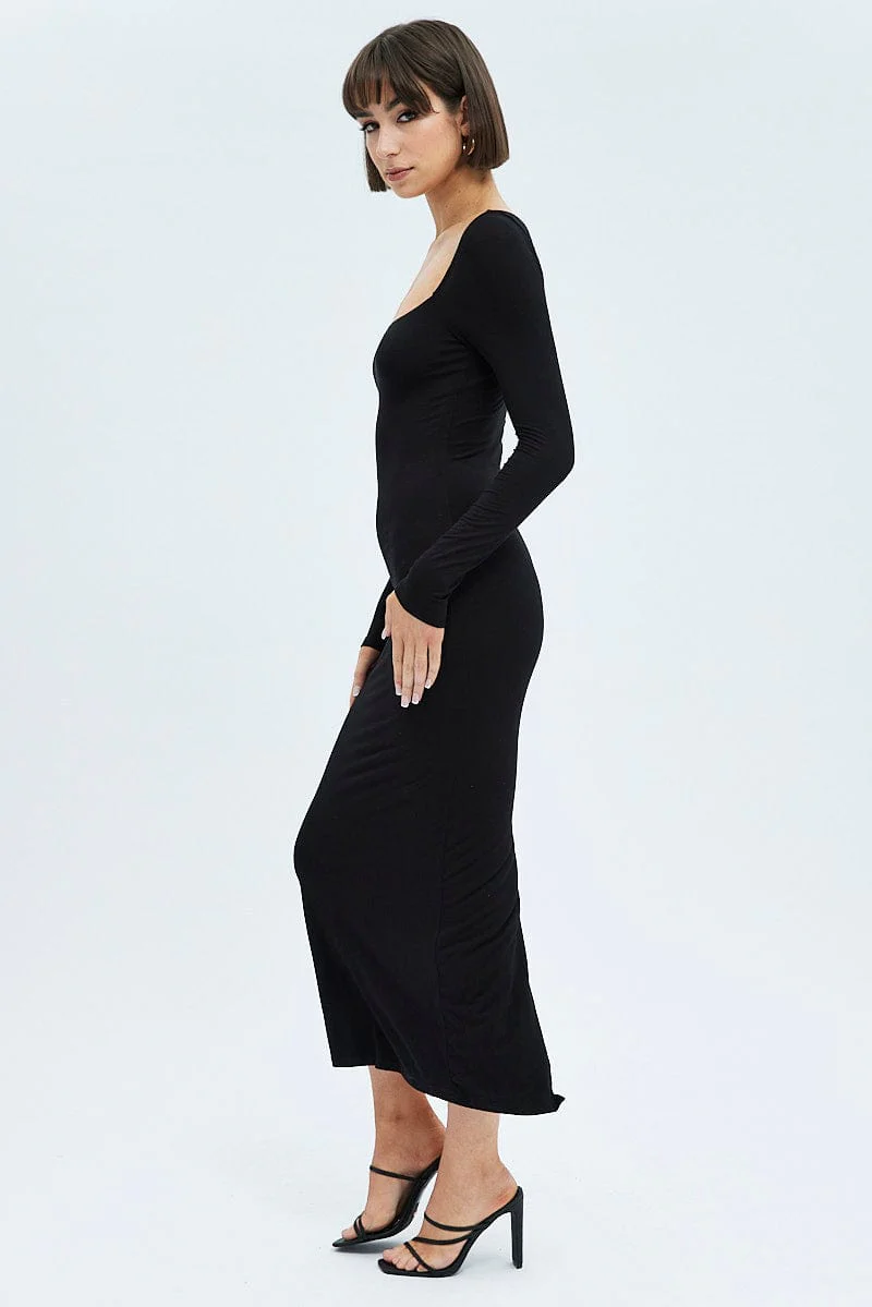 Black Maxi Dress Long Sleeve Bodycon - Image 4
