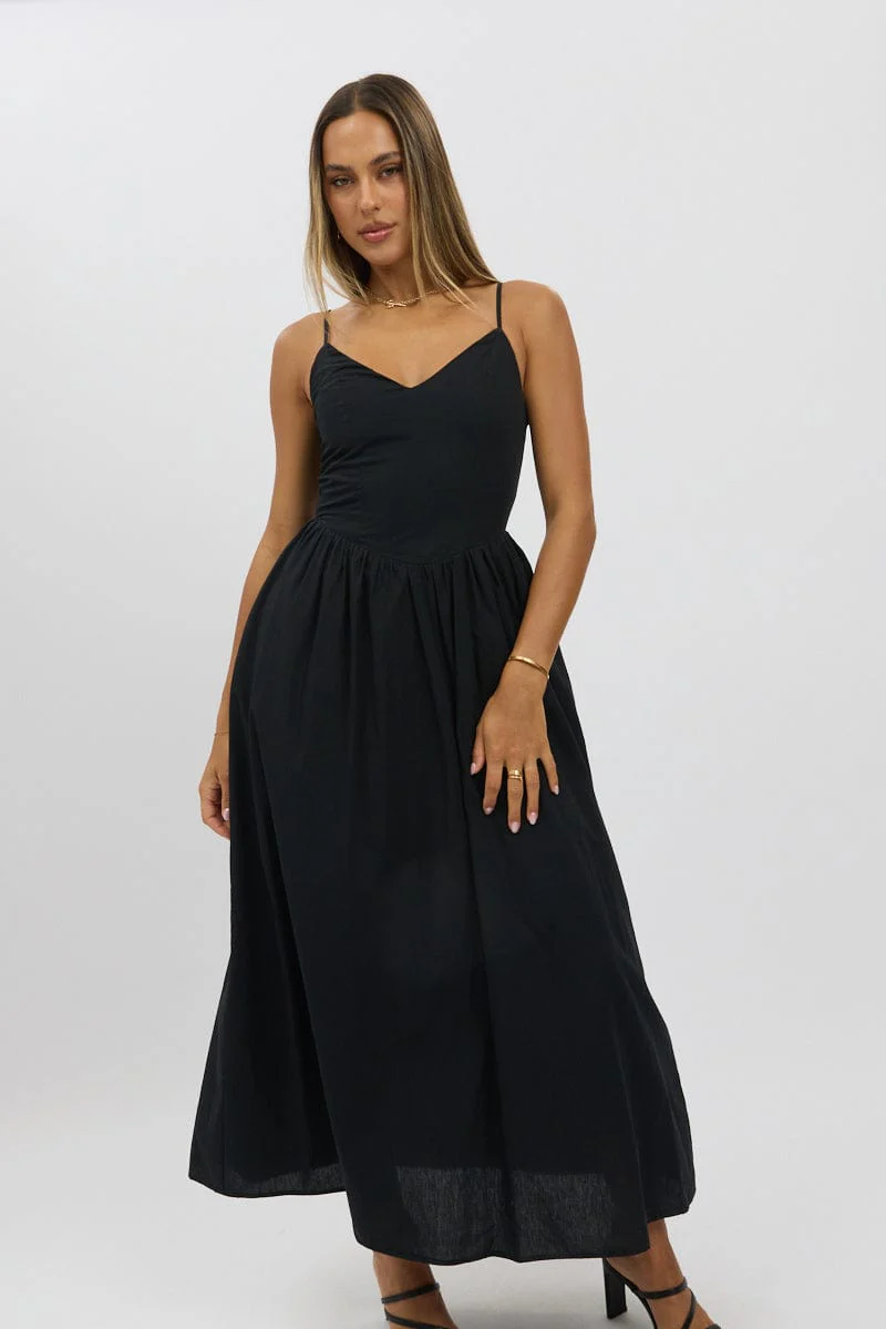 Black Maxi Dress V-Neck - Image 2