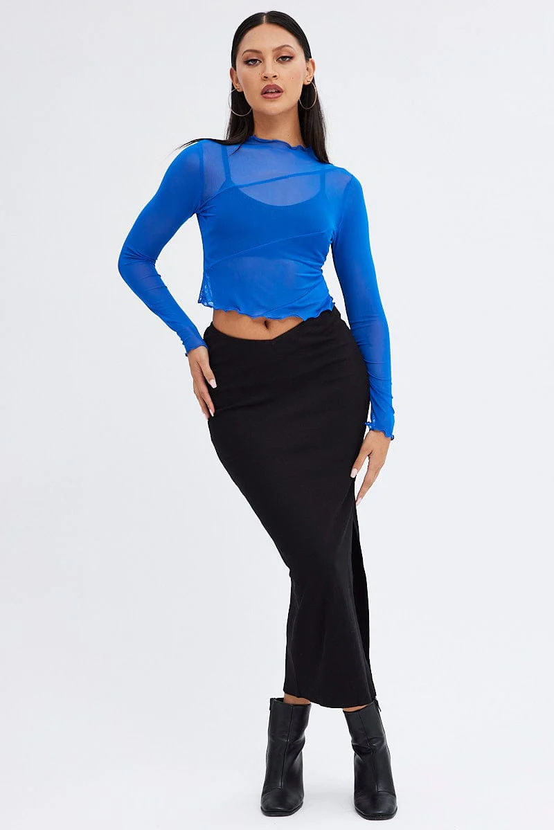 Black Maxi Skirt V Detail - Image 3