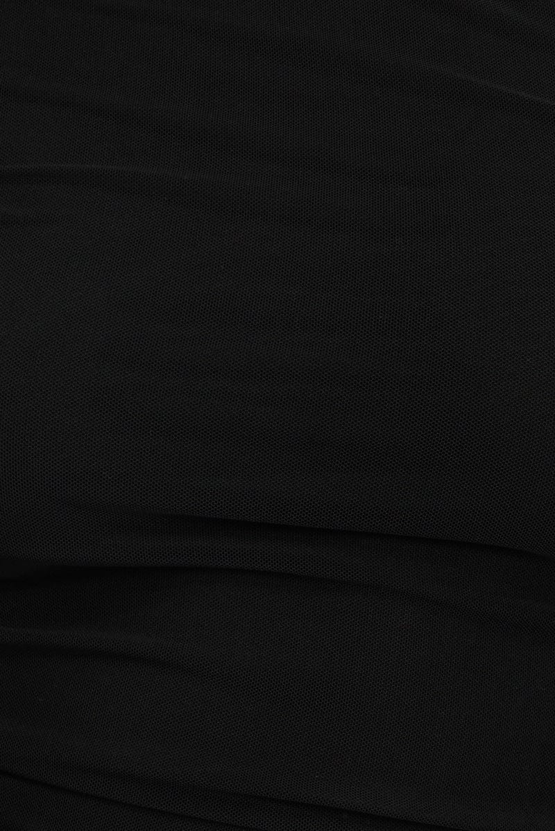 Black Mesh Top Tie Up Side One Shoulder - Image 6