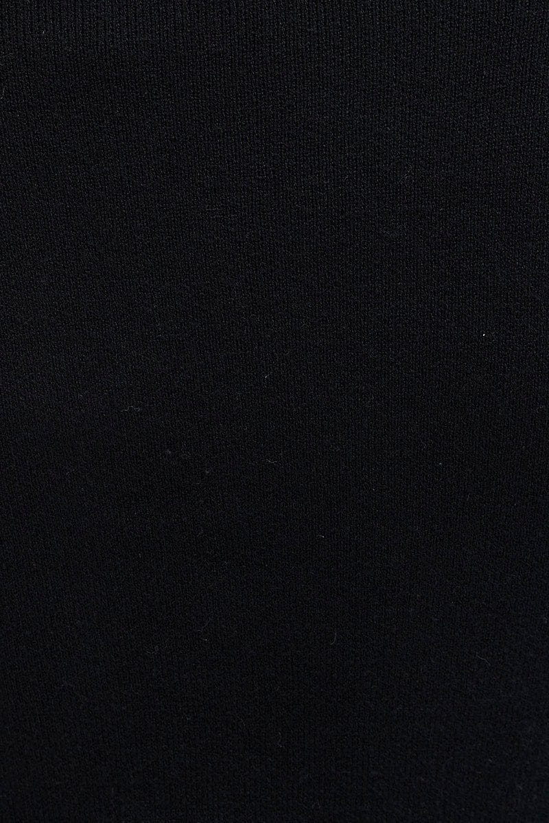 Black Midi Dress Long Sleeve Sweetheart Neckline Knit - Image 6