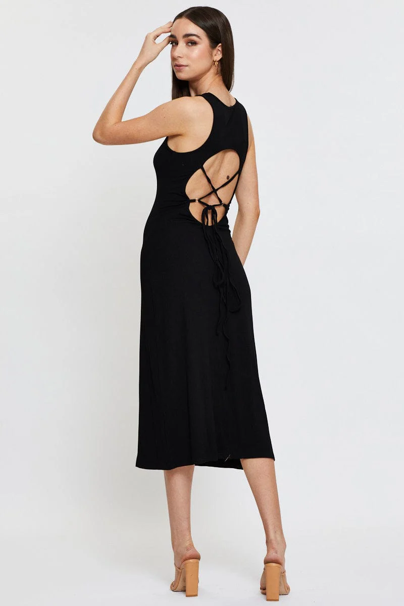 Black Midi Dress Sleeveless - Image 5