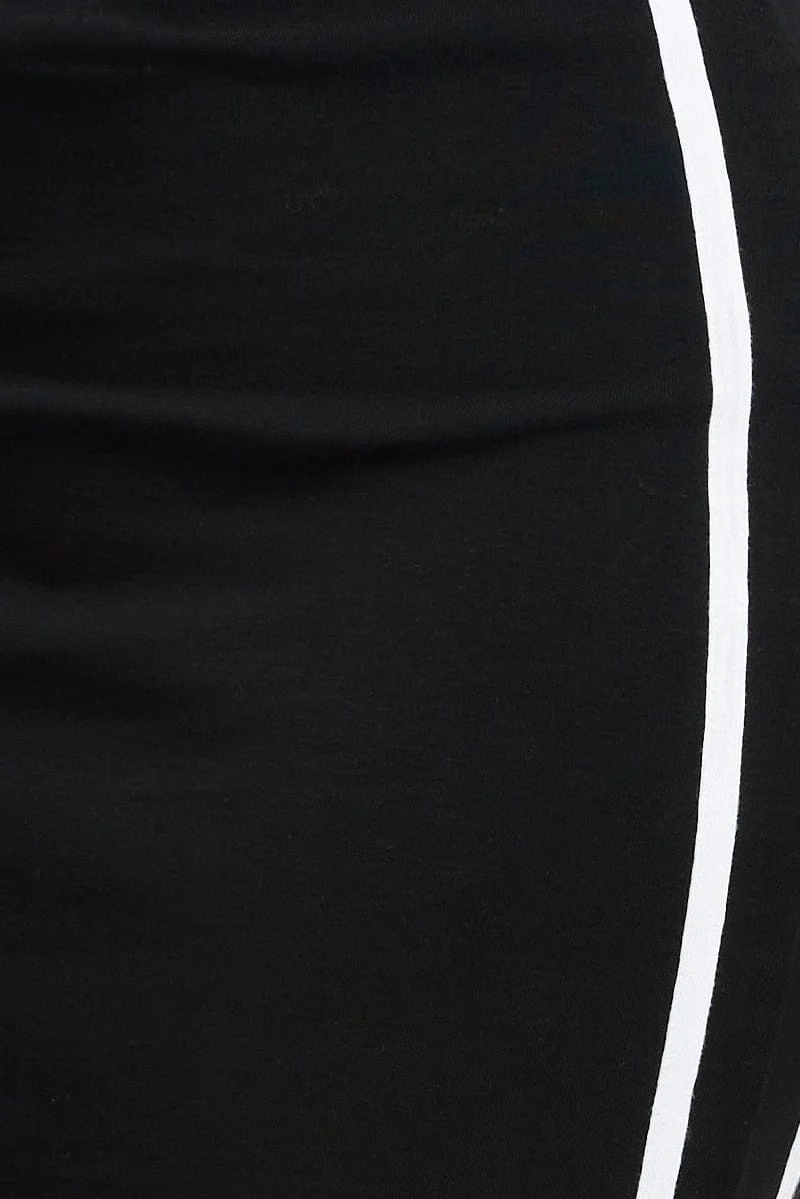Black Midi Skirt Side Stripe - Image 6