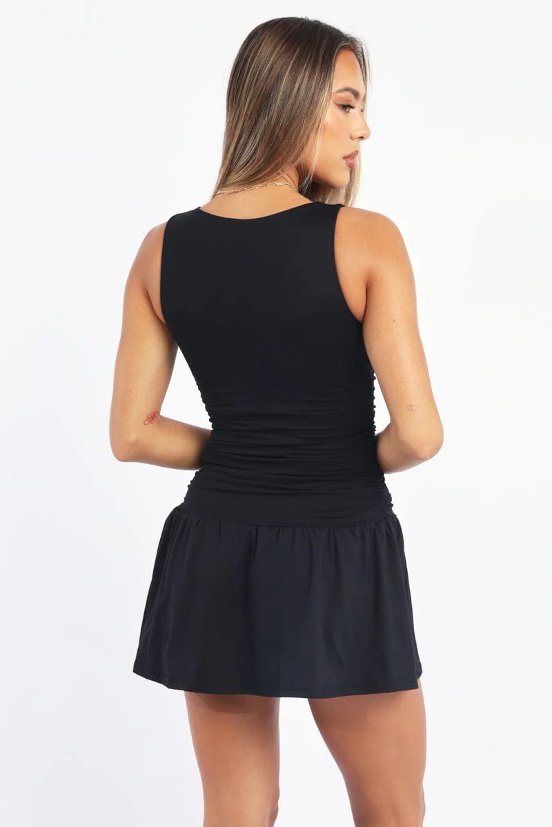 Black Mini Dress Drop Waist - Image 5
