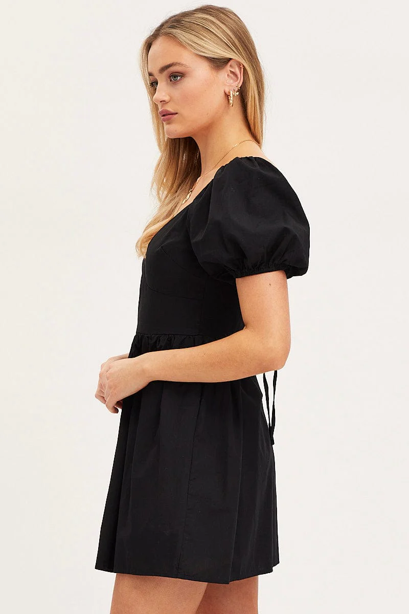 Black Mini Dress Short Sleeve - Image 4