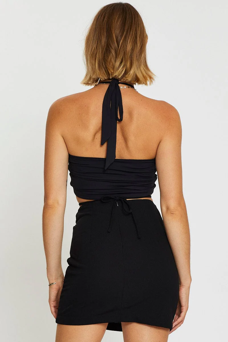 Black Mini Skirt Front Slit - Image 5
