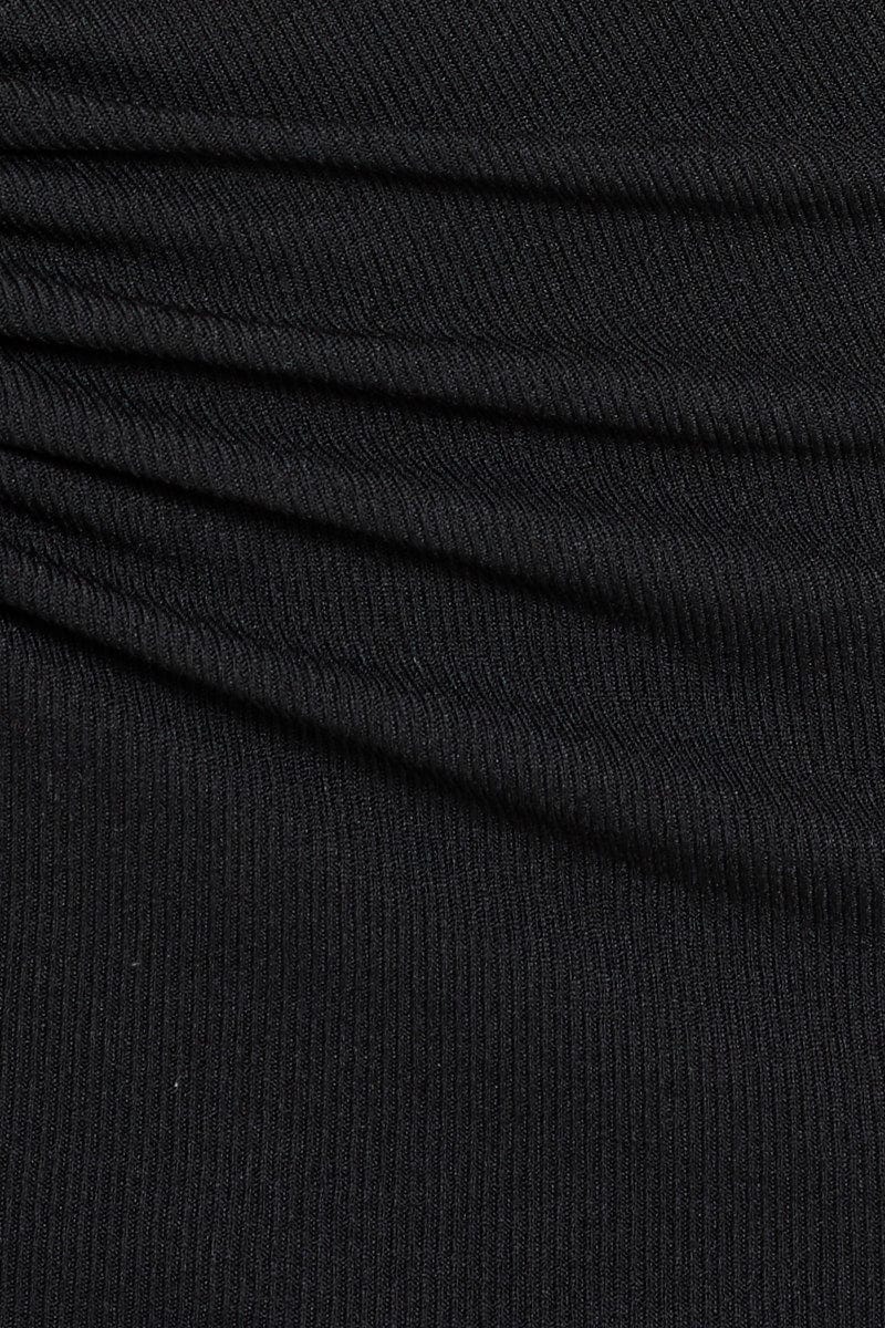 Black Mini Skirt High Rise Front Ruched - Image 6