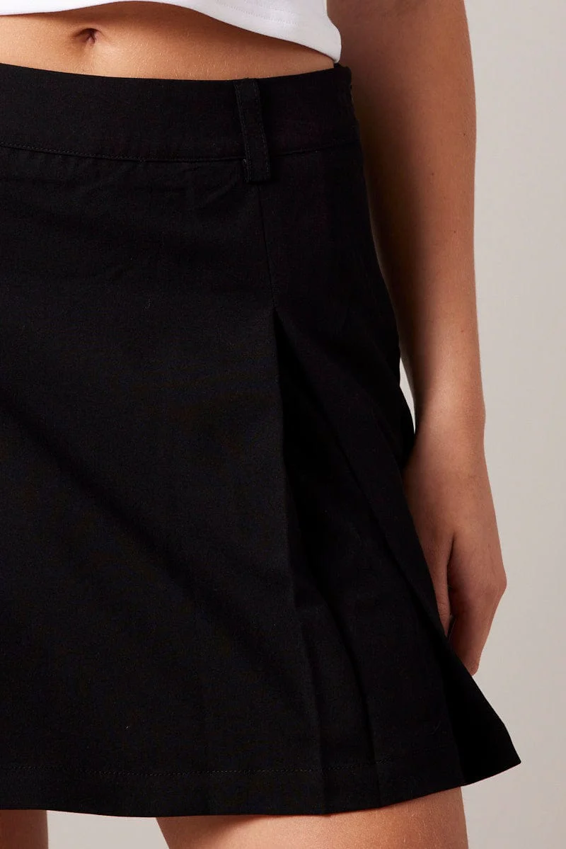Black Mini Skirt Pleated - Image 6