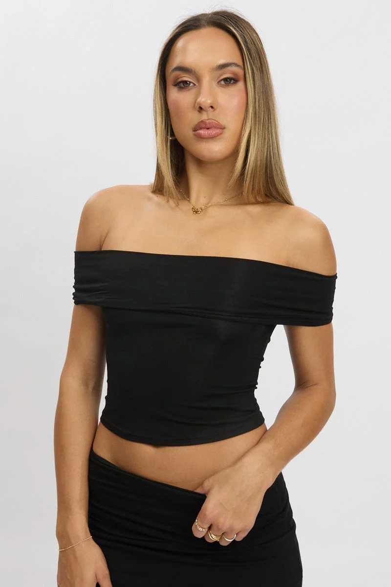 Black Off Shoulder Top Modal - Image 3