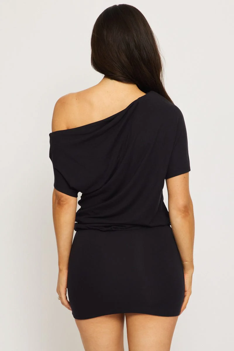 Black One Shoulder Dress - Image 4