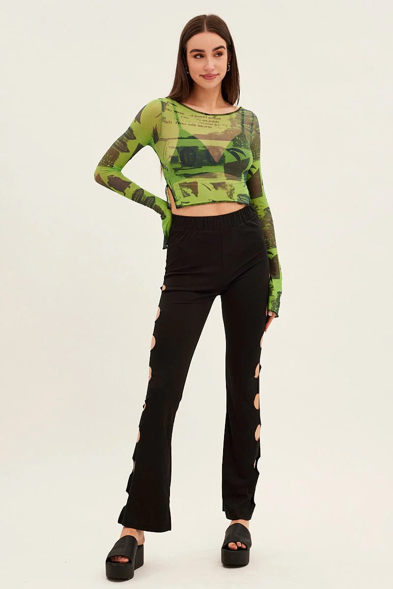 Black Pant Mid Rise Flare - Image 3