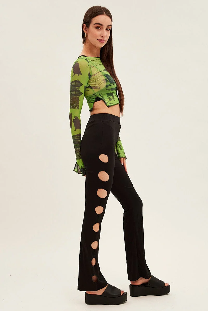 Black Pant Mid Rise Flare - Image 4
