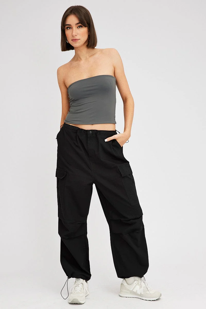 Black Parachute Pants Low Rise - Image 3