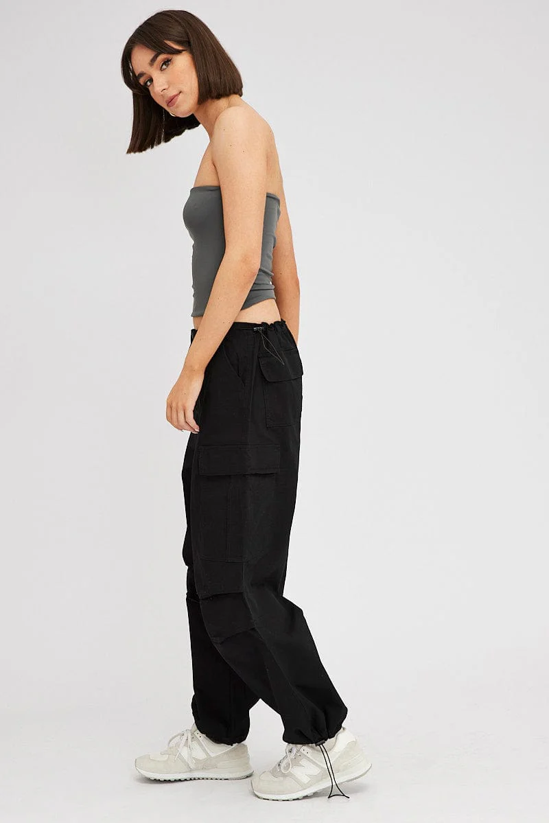 Black Parachute Pants Low Rise - Image 4