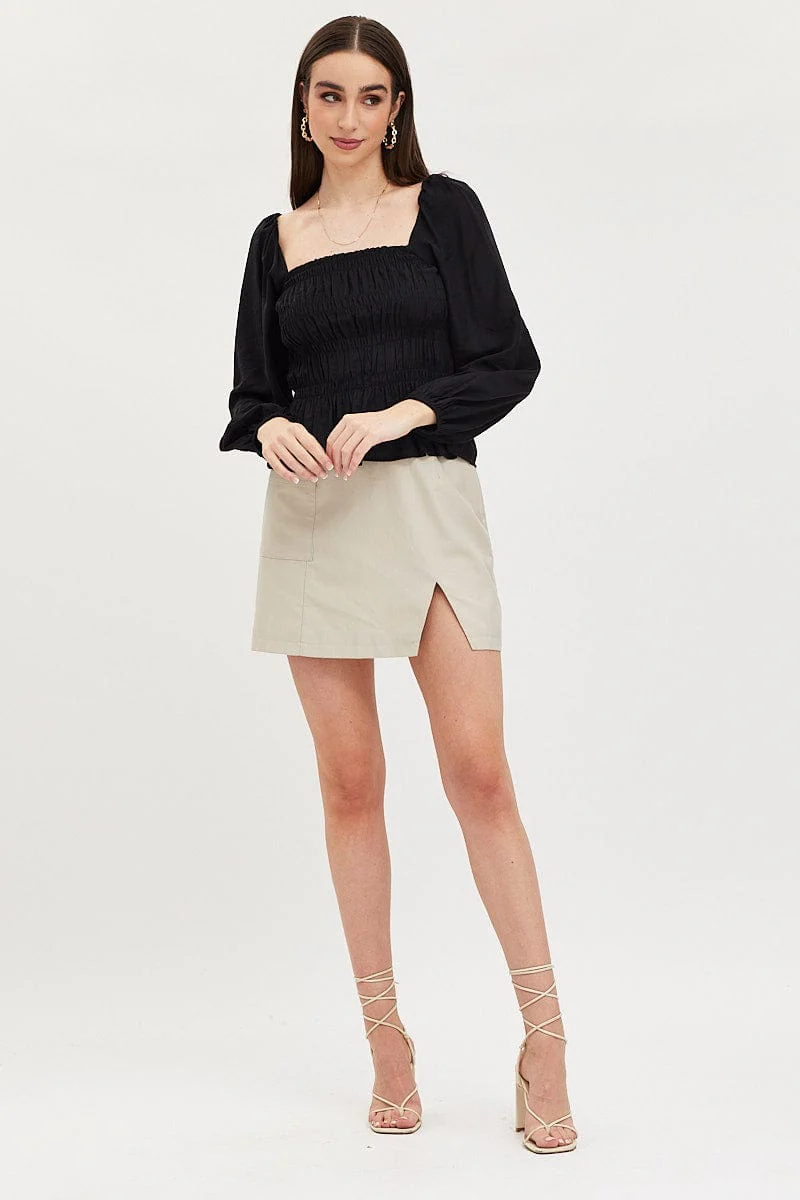 Black Peplum Top Long Sleeve - Image 2