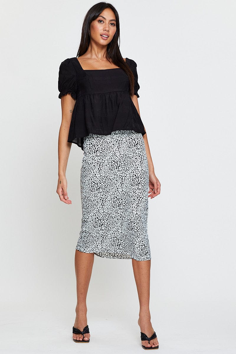 Black Peplum Top Short Sleeve - Image 2