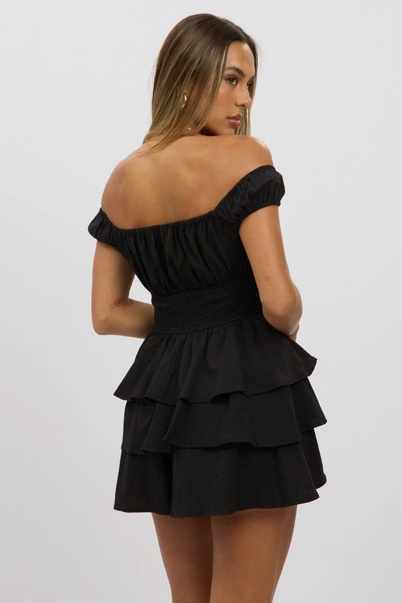Black Playsuit Layered Shorts - Image 5