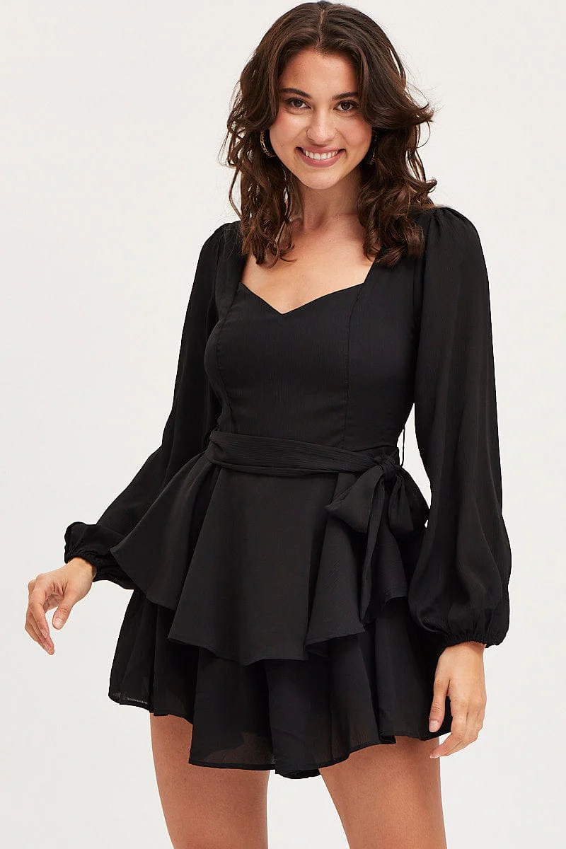 Black Playsuit Long Sleeve - Image 3