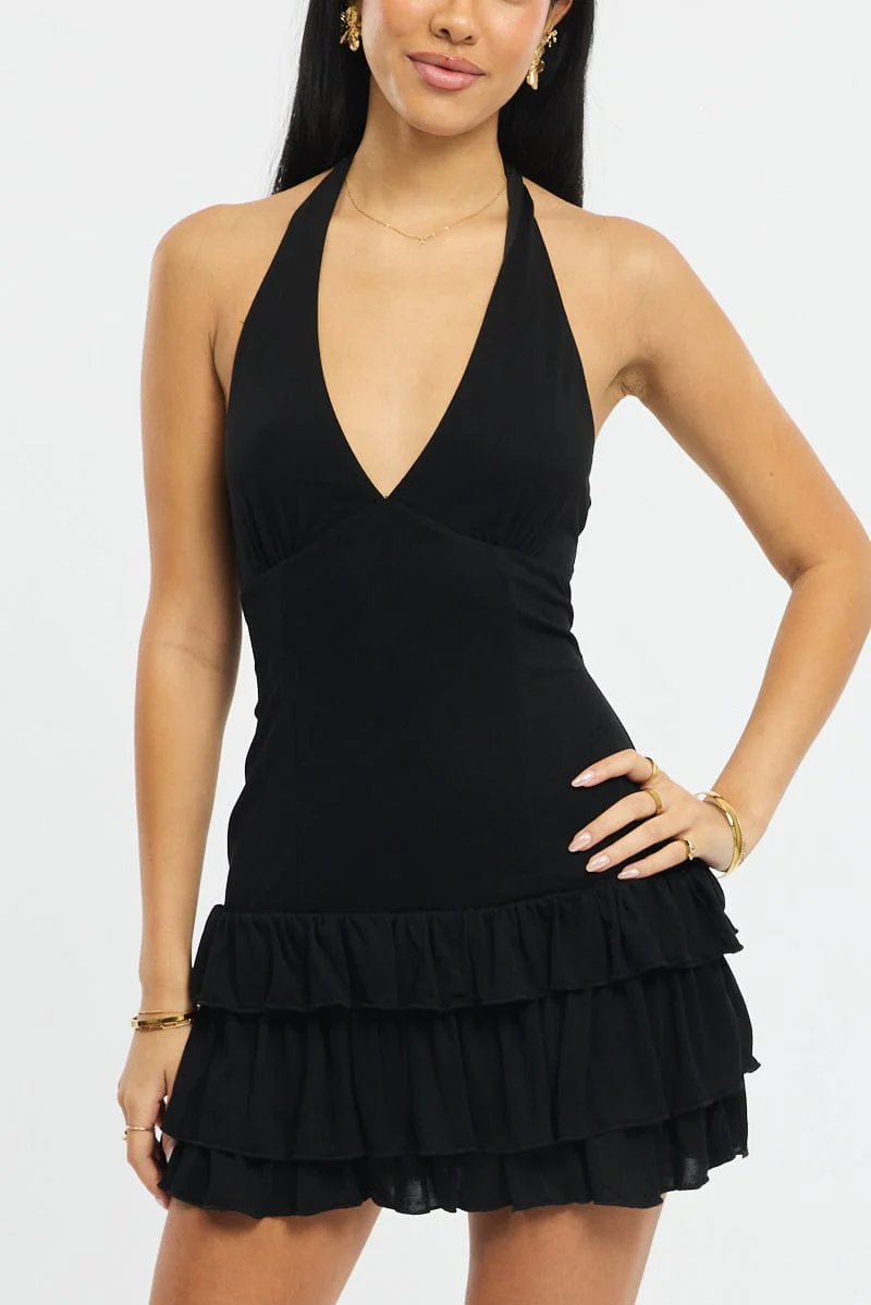 Black Playsuit Ruffle Hem - Image 5