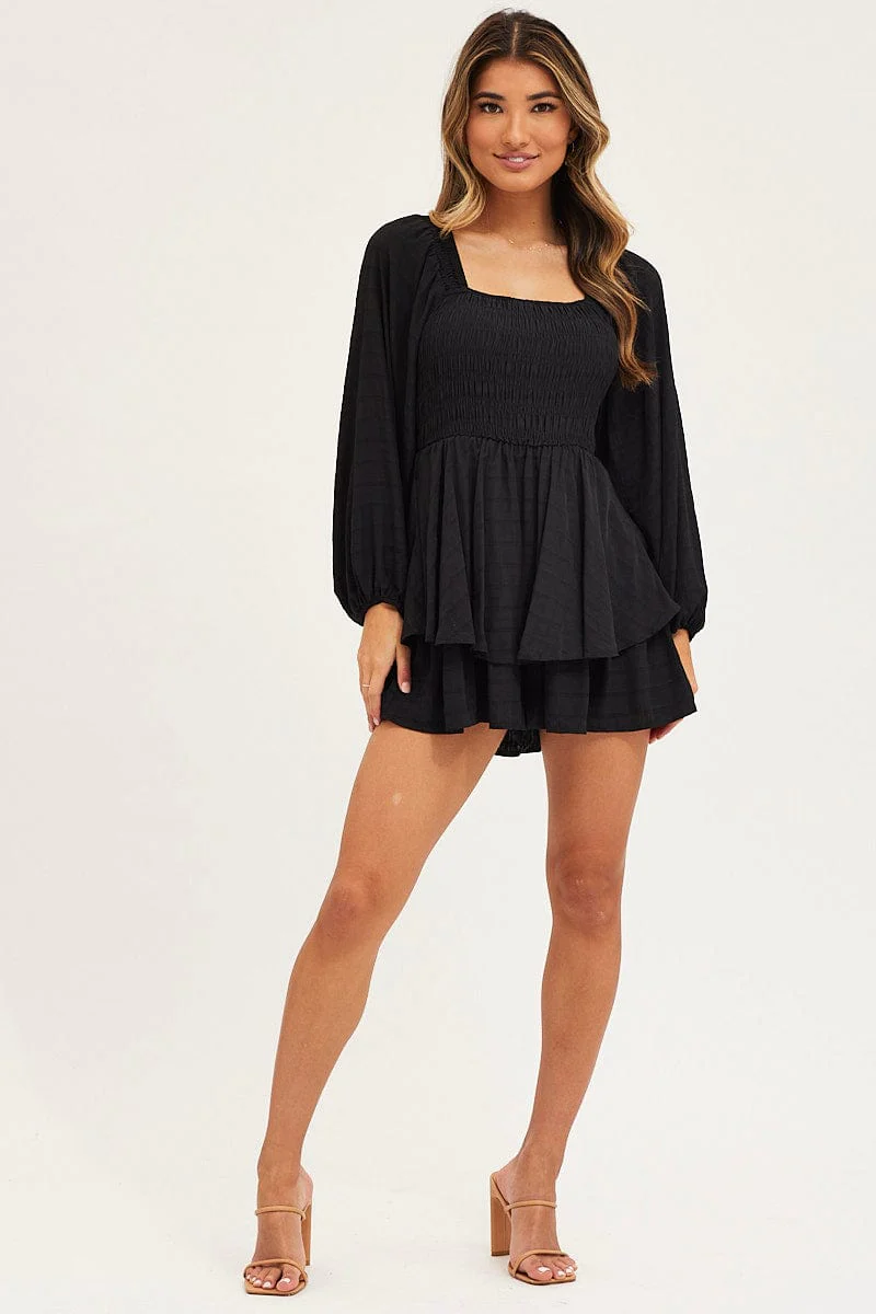 Black Playsuit Short Sleeve - Image 2