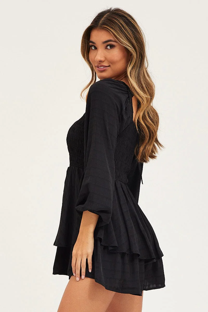 Black Playsuit Short Sleeve - Image 4