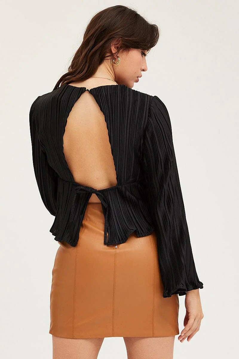 Black Plisse Top Long Sleeve - Image 5
