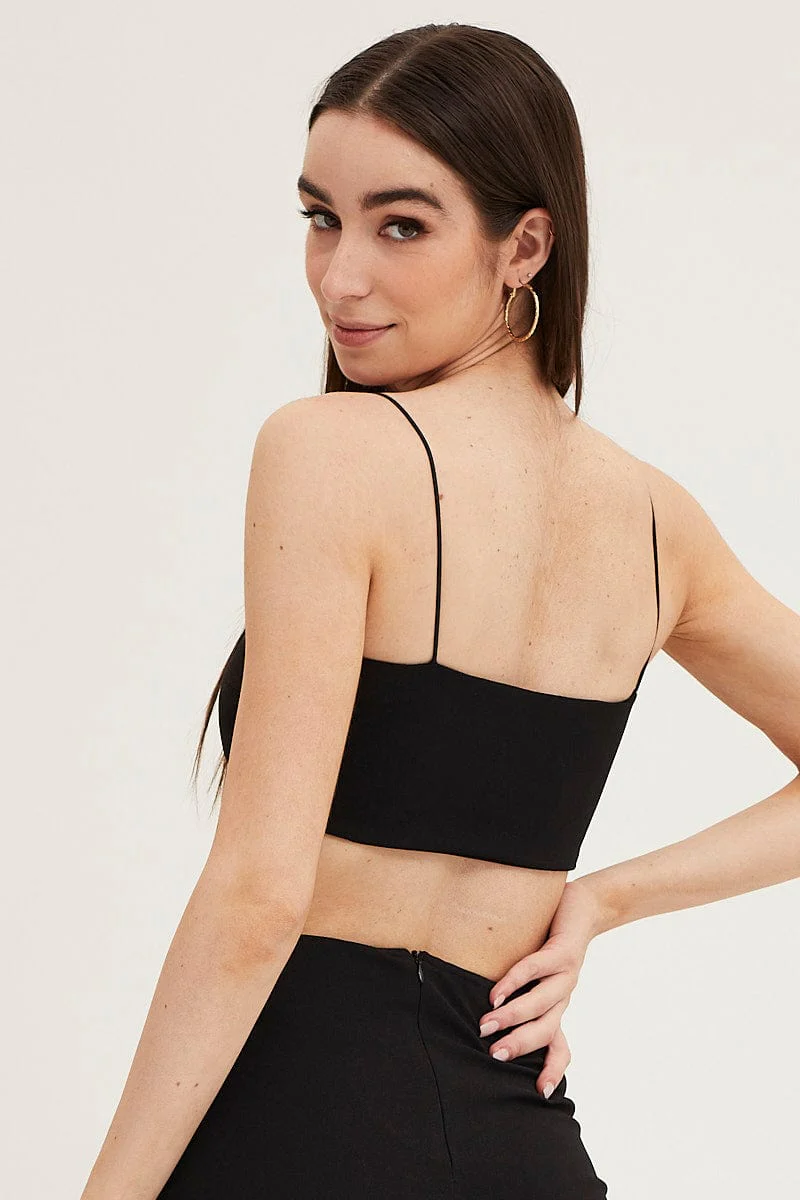 Black Ponte Scarf Crop Top - Image 5