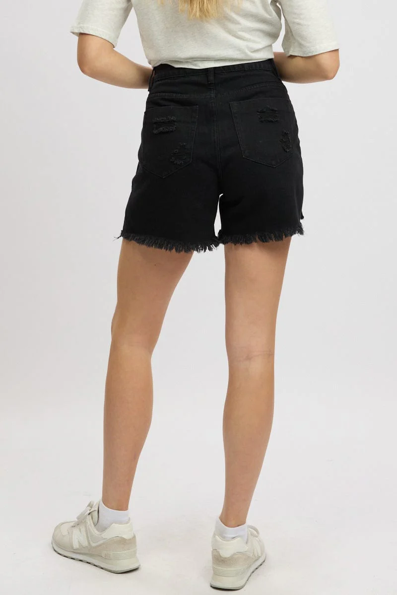 Black Relaxed Shorts High Rise - Image 5