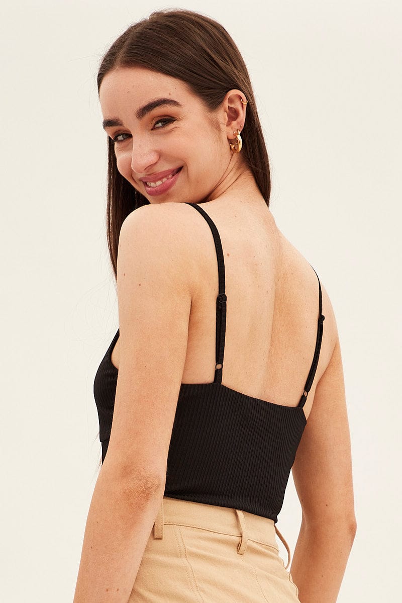 Black Rib Bodysuit Keyhole Detail - Image 5
