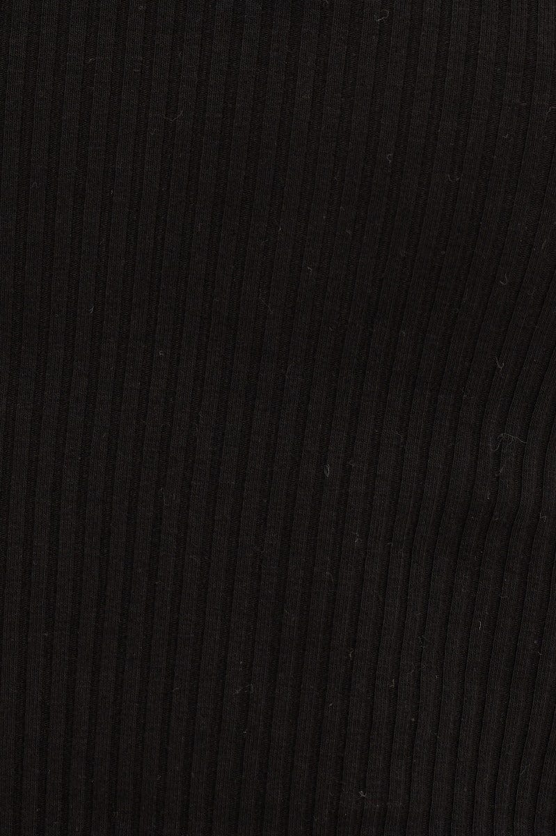 Black Rib Jersey Short Sleeve Cut Out Top - Image 6