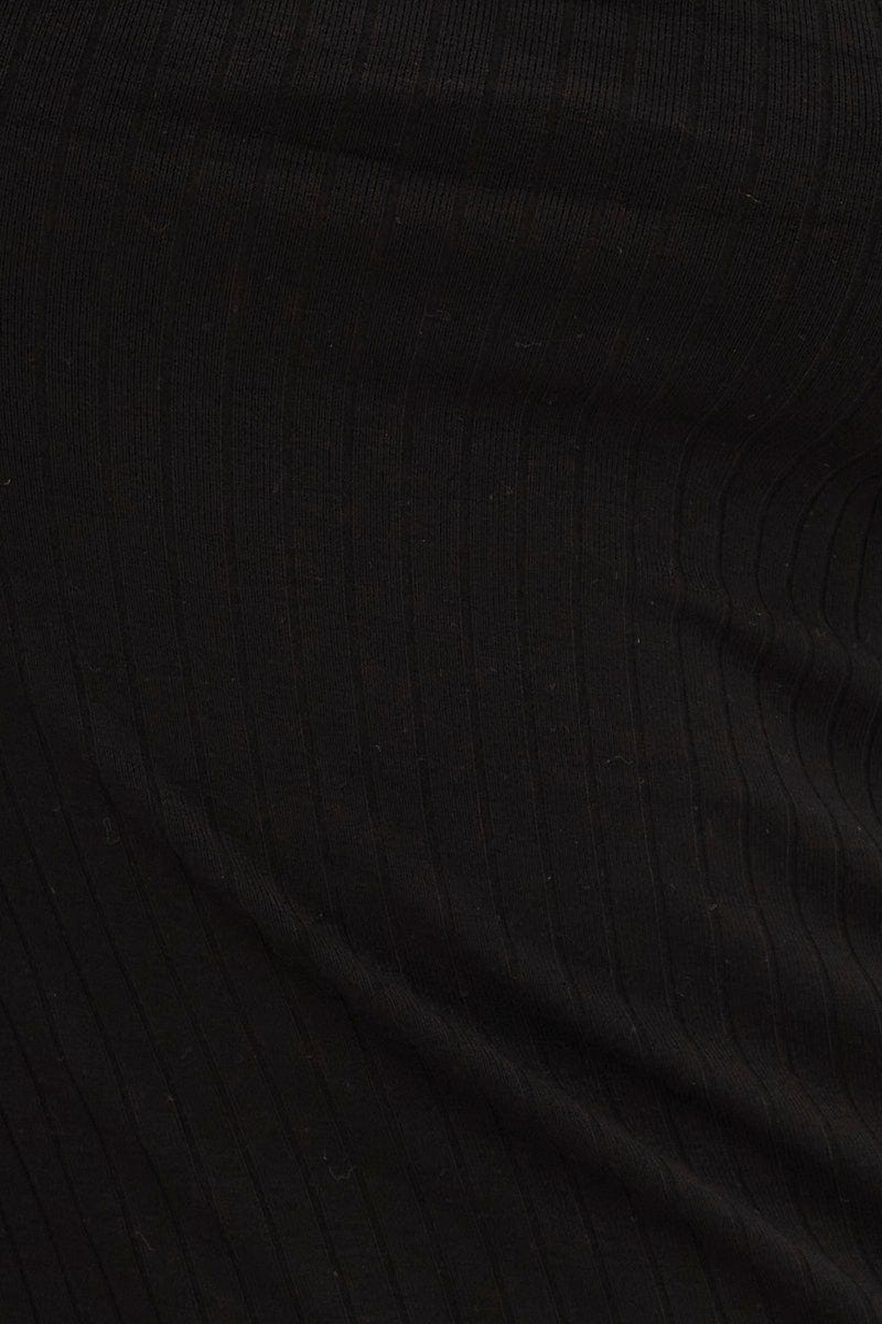 Black Ribbed Bodycon Dress Strapless - Image 6