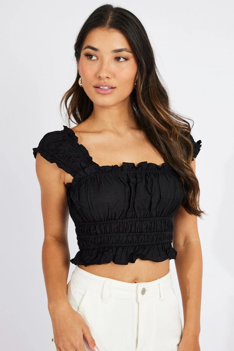 Black Ruched Top Sleeveless - Image 3