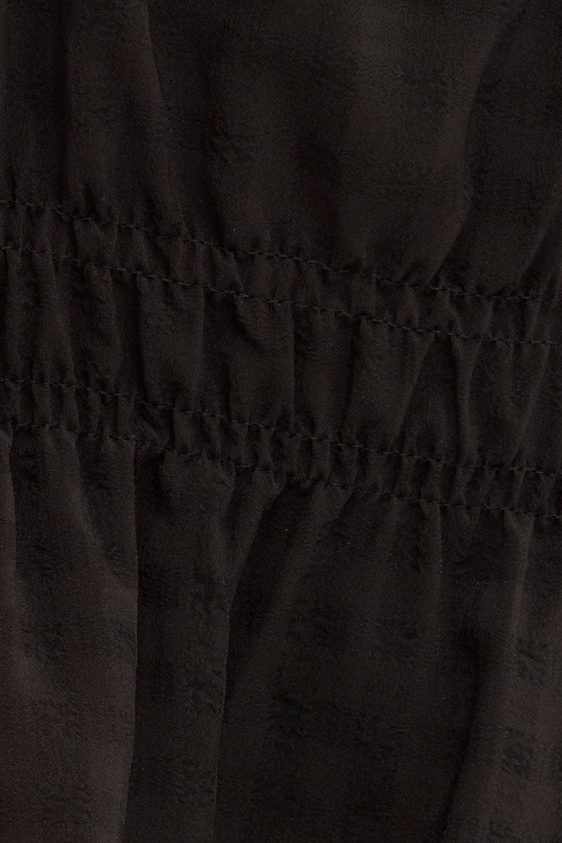 Black Ruffle Top Strap Gathered Waist Crop - Image 6