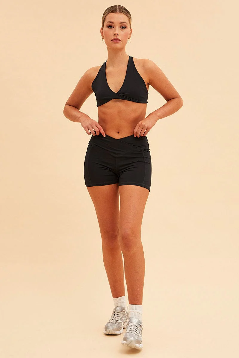 Black Sara V Waistband Bike Short - Image 3