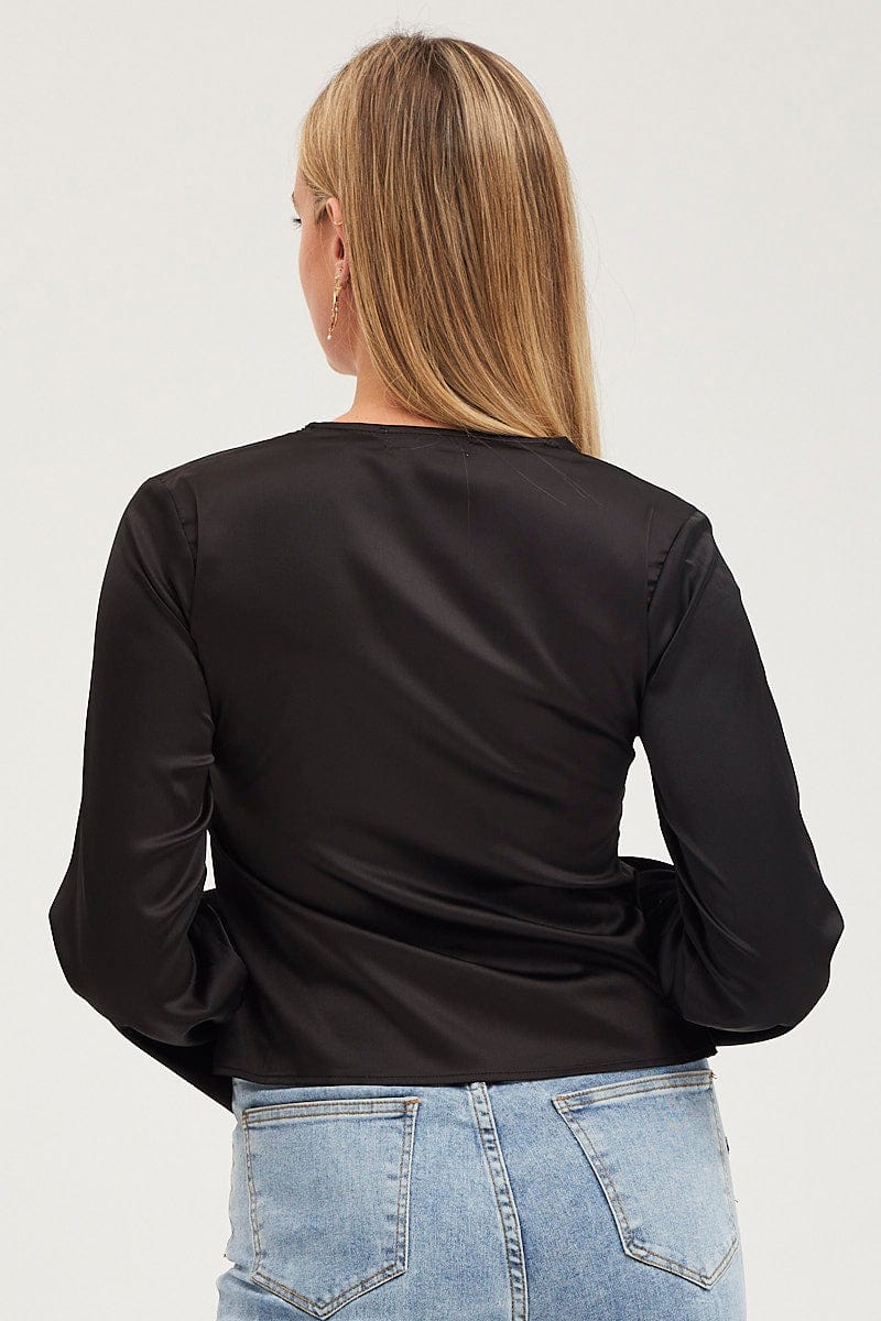 Black Satin Jacket Long Sleeve - Image 5