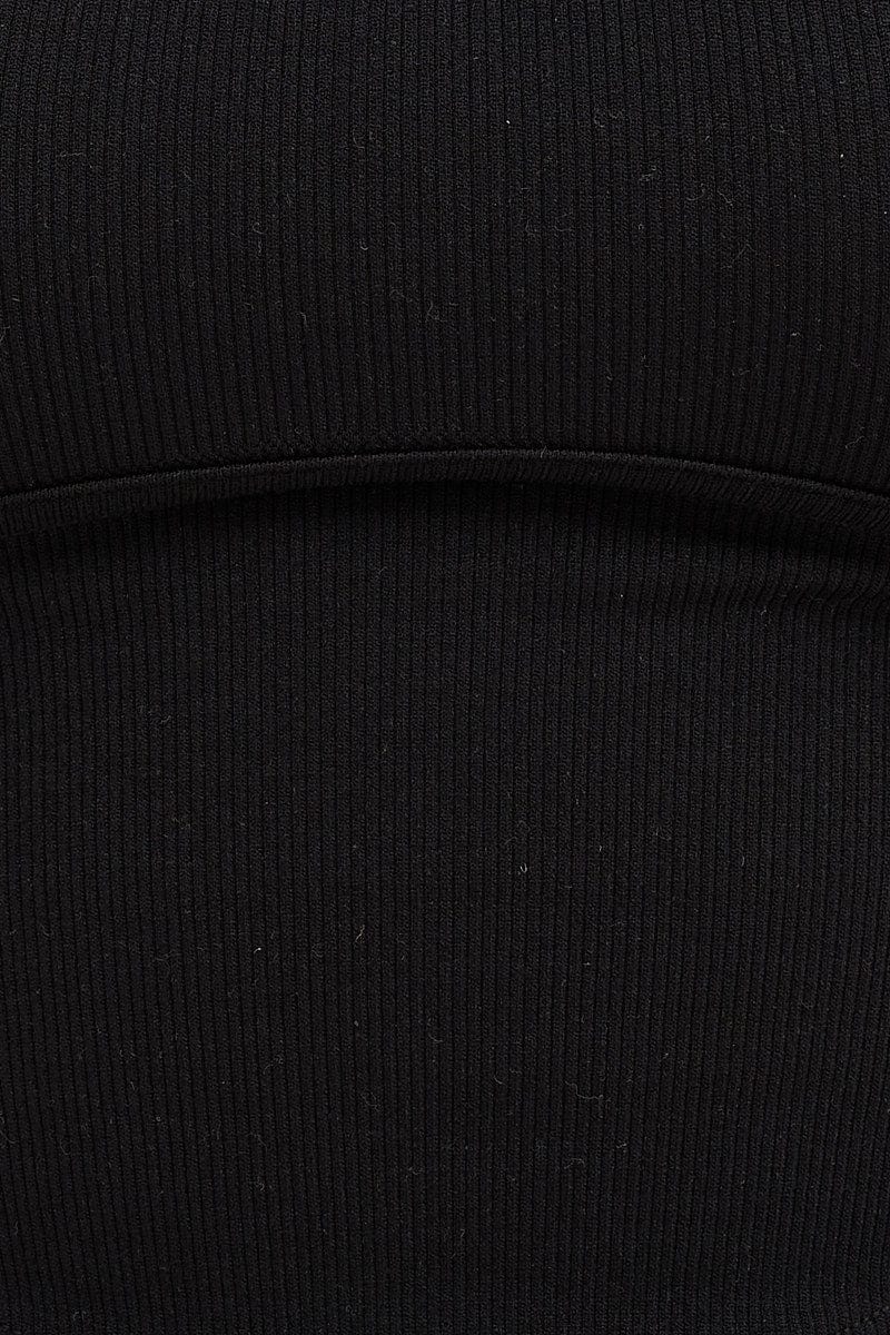 Black Seamless Corset Detail Singlet Top - Image 5