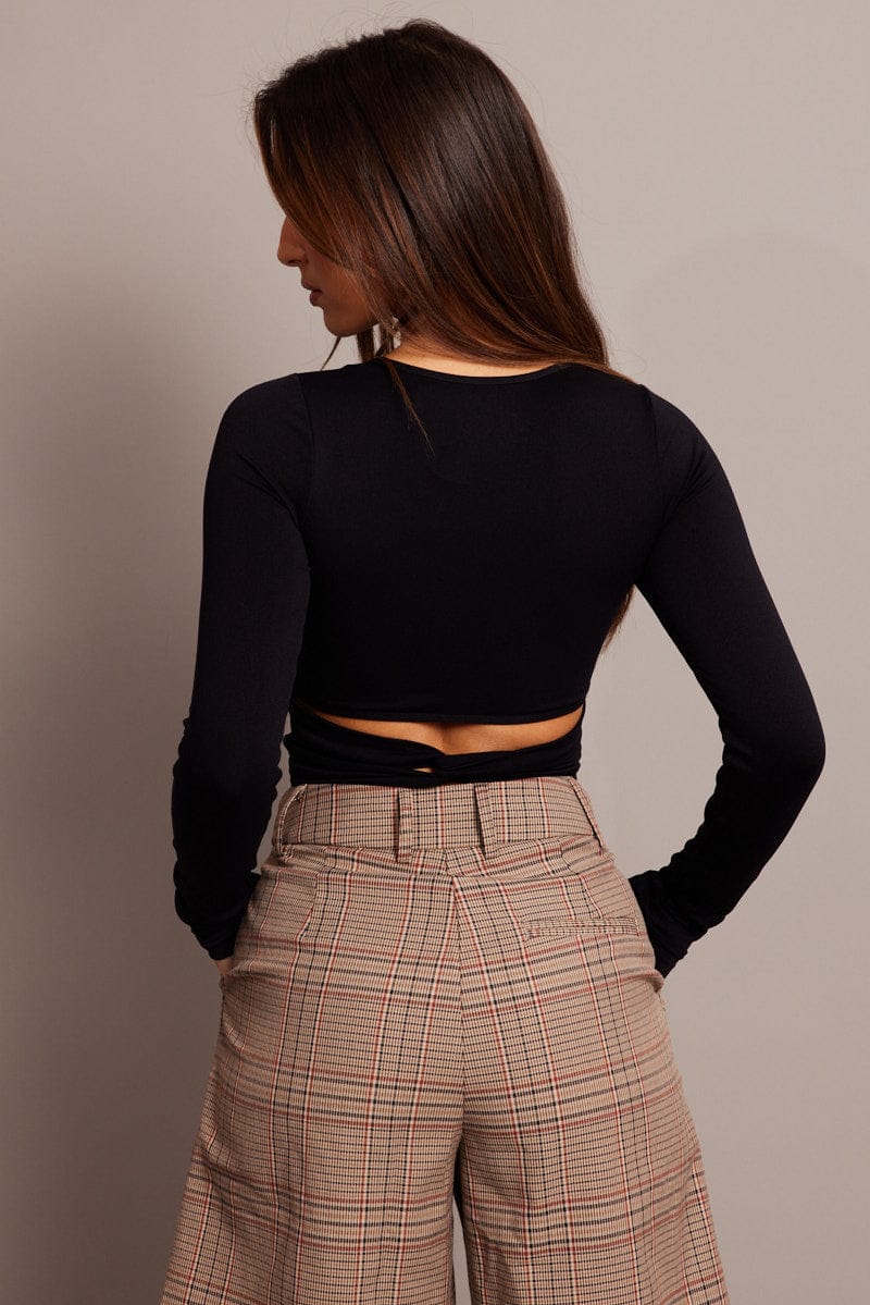 Black Seamless Top Crew Neck Long Sleeve - Image 5