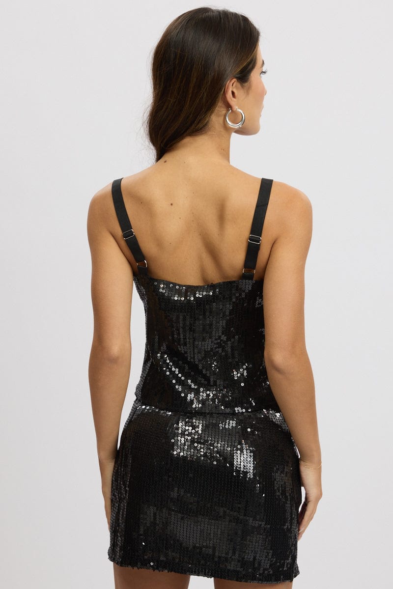 Black Sequin Top Sleeveless - Image 5