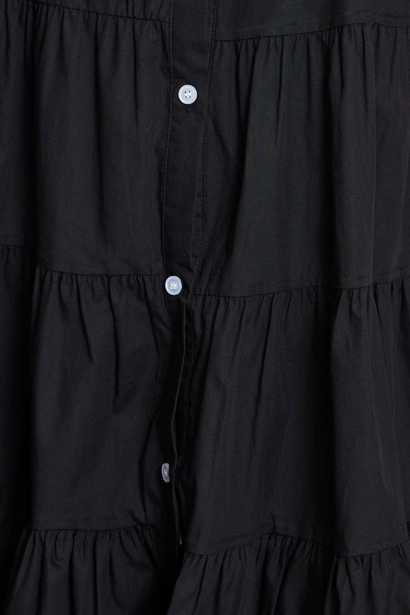 Black Shirt Dress Sleeveless V Neck - Image 6