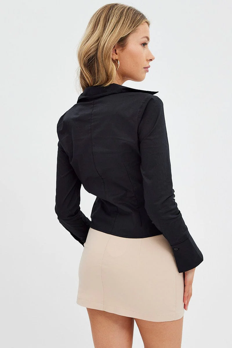 Black Shirt Long Sleeve Collar - Image 5