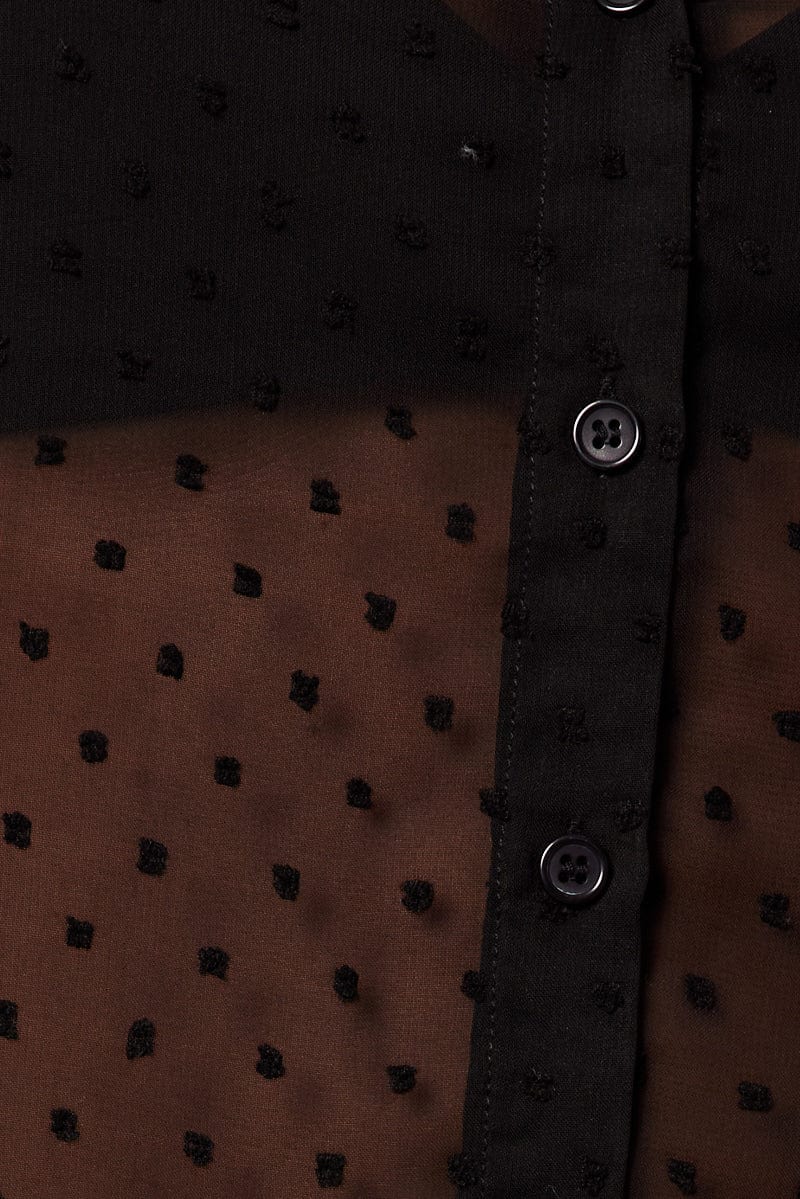 Black Shirt Long Sleeve Self Dot - Image 6